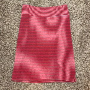 LulaRoe Cassie Red & Gray Stripe Skirt